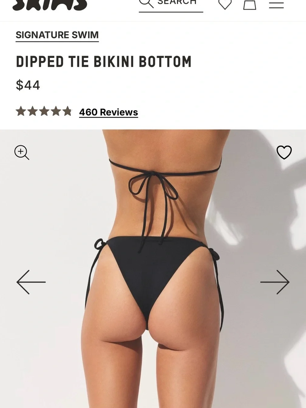 SKIMS Signature Swim Dipped Tie Bikini Bottom - NWT